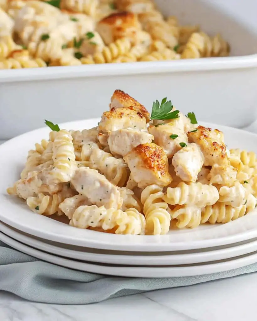 garlic parmesan chicken pasta bake