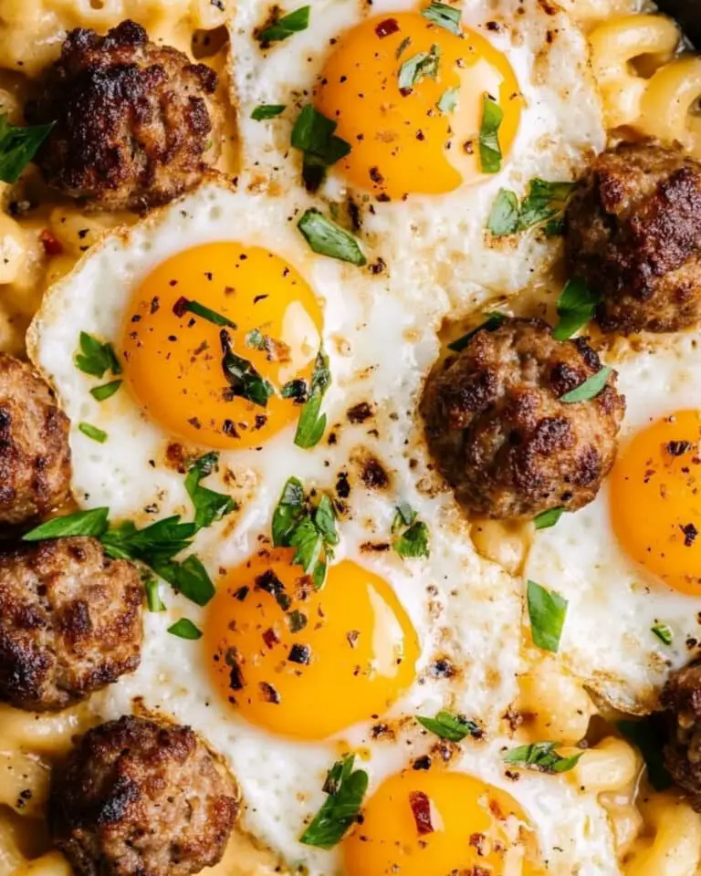 Maple Meatballs Breakfast Mac and Cheese Recipe