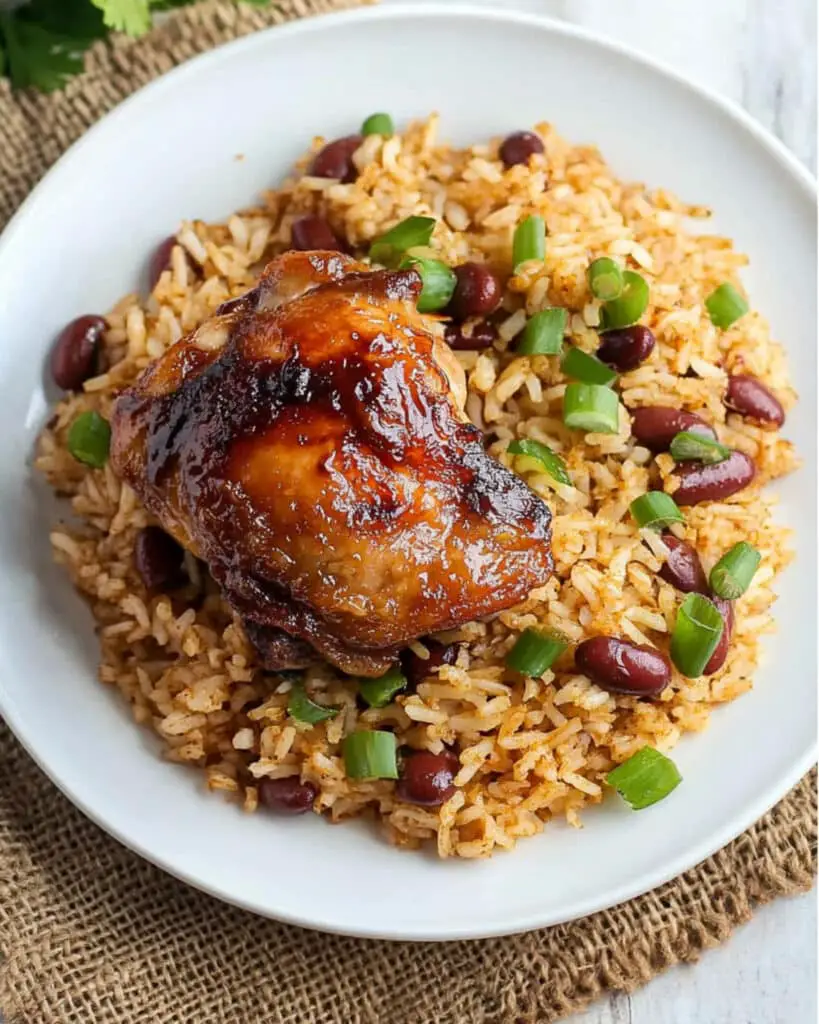 Caribbean jerk chicken and rice
