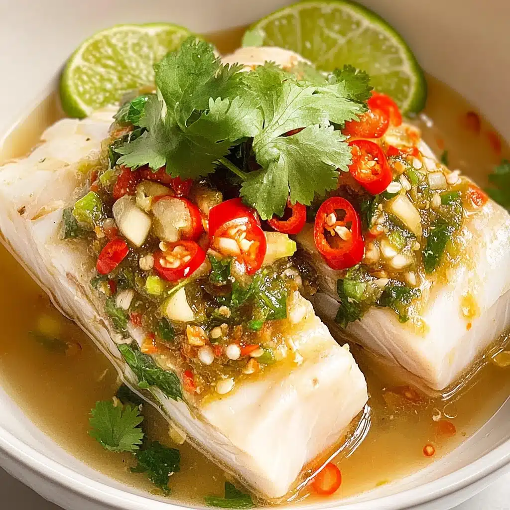 Thai Lime & Garlic Steamed Fish Recipe - Recipe Image