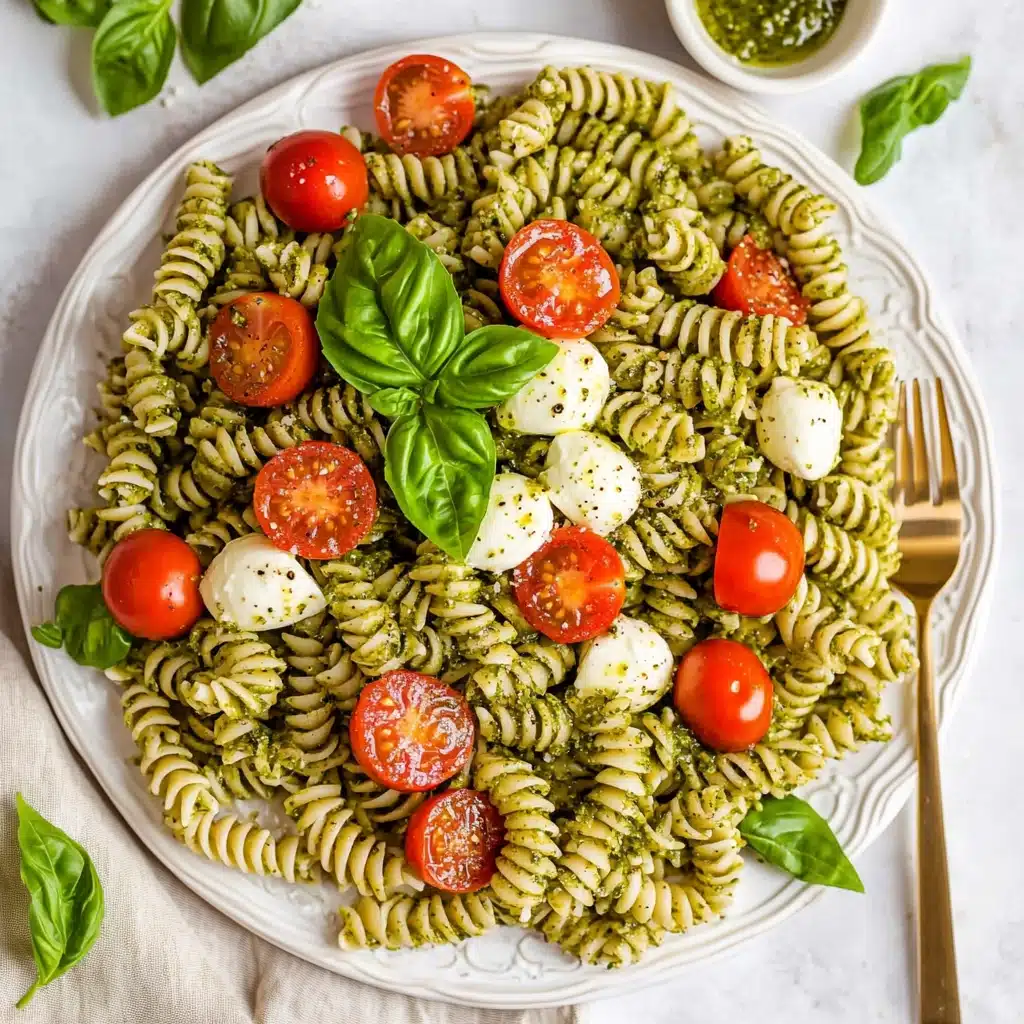Caprese Pesto Pasta Salad Recipe - Recipe Image