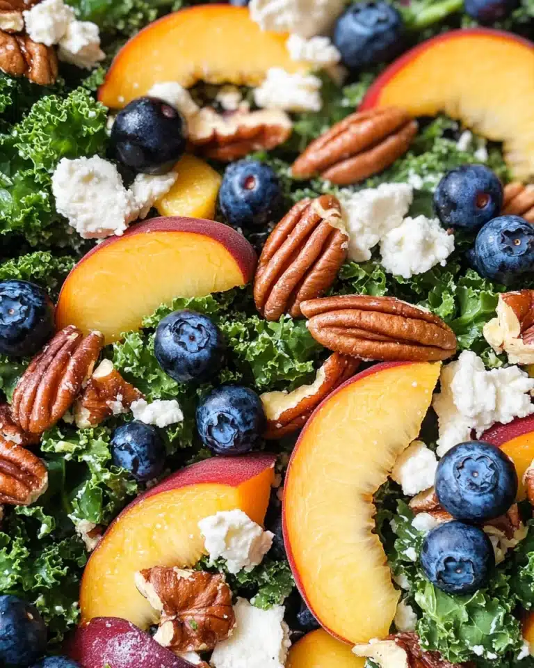 Summer Kale Salad with Peaches and Candied Pecans Recipe