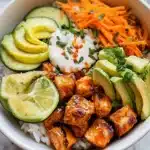 Hot Honey Chicken Rice Bowls with Healthy Ranch Drizzle Recipe