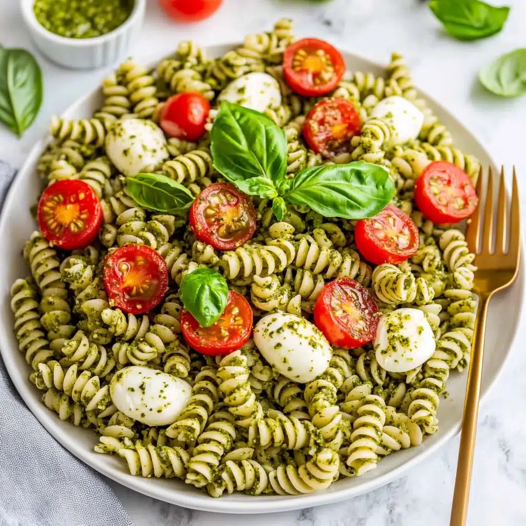 Caprese Pesto Pasta Salad Recipe - Recipe Image