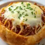 Garlic Butter Spaghetti Bread Bowls Recipe