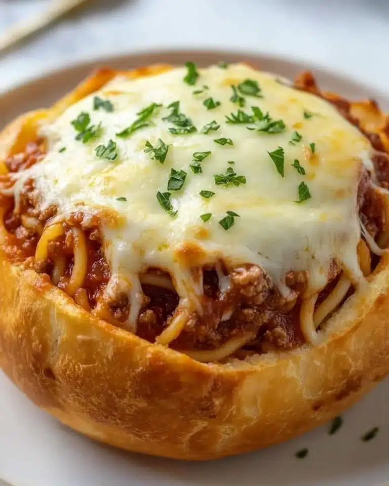 Garlic Butter Spaghetti Bread Bowls Recipe