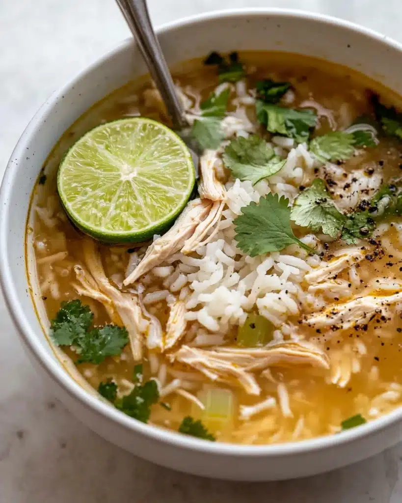 Lime Ginger Chicken Soup with Cilantro Lime Rice Recipe