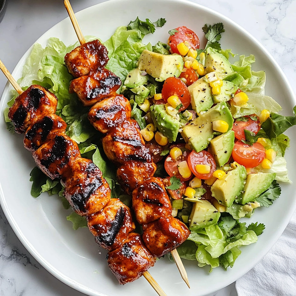 BBQ Chicken Skewer Salad Recipe - Recipe Image