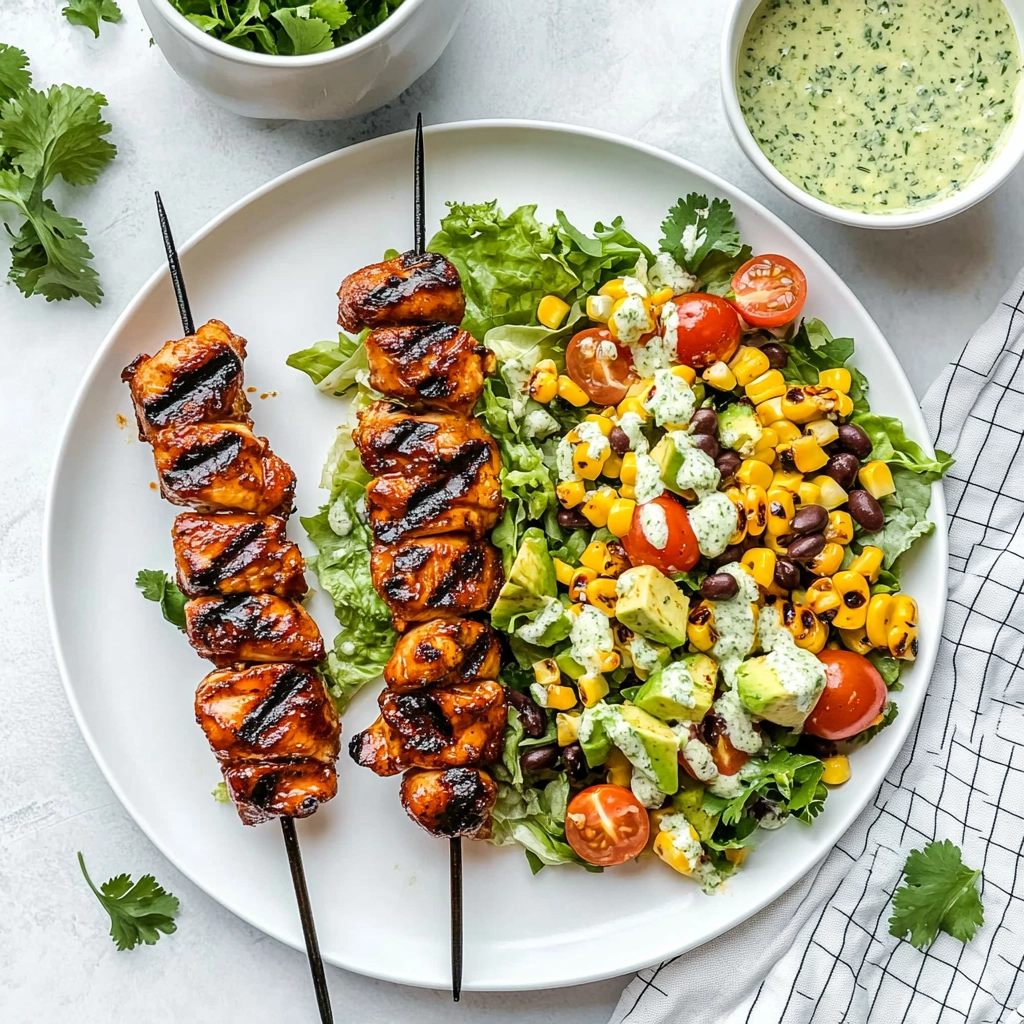 BBQ Chicken Skewer Salad Recipe - Recipe Image