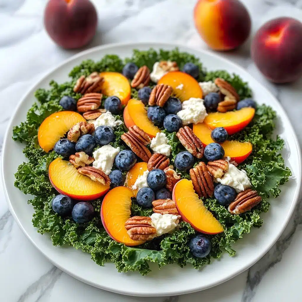 Summer Kale Salad with Peaches and Candied Pecans Recipe - Recipe Image