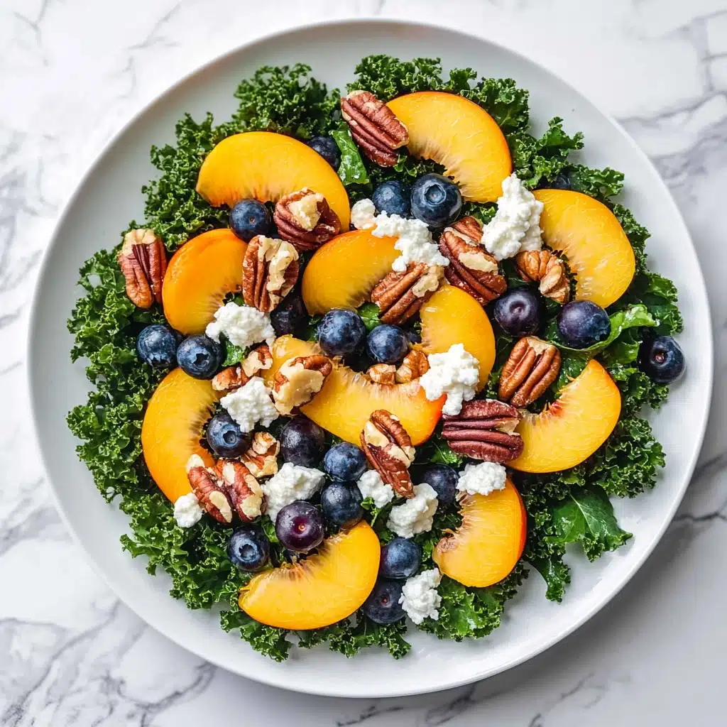 Summer Kale Salad with Peaches and Candied Pecans Recipe - Recipe Image