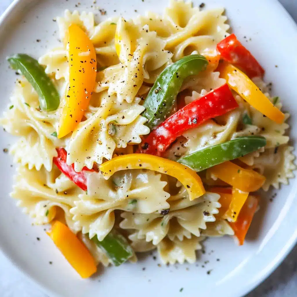 Garlic and Roasted Bell Pepper Farfalle Recipe - Recipe Image