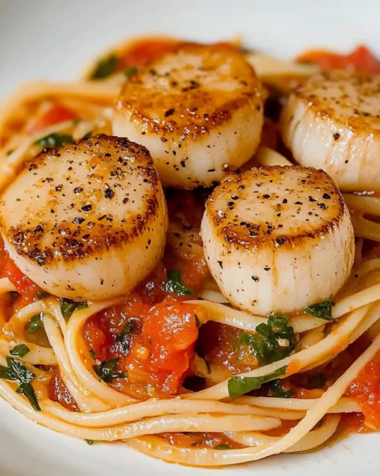 Burst Tomato Pasta with Seared Scallops Recipe