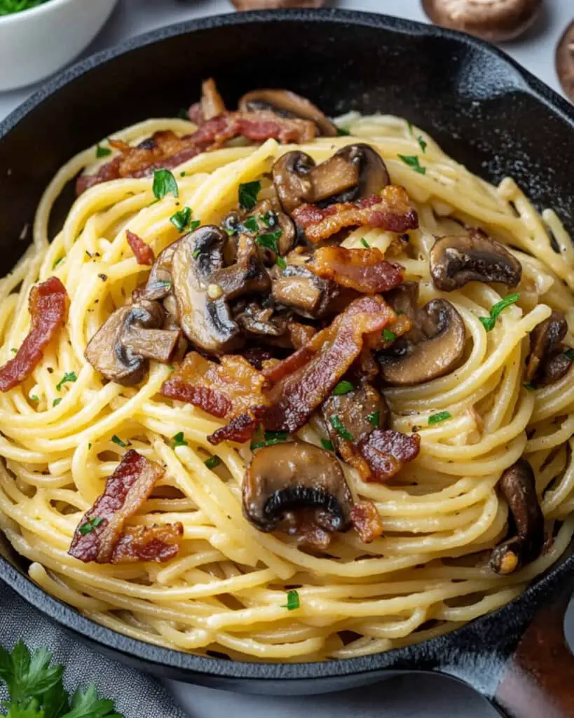 mushroom and onion carbonara