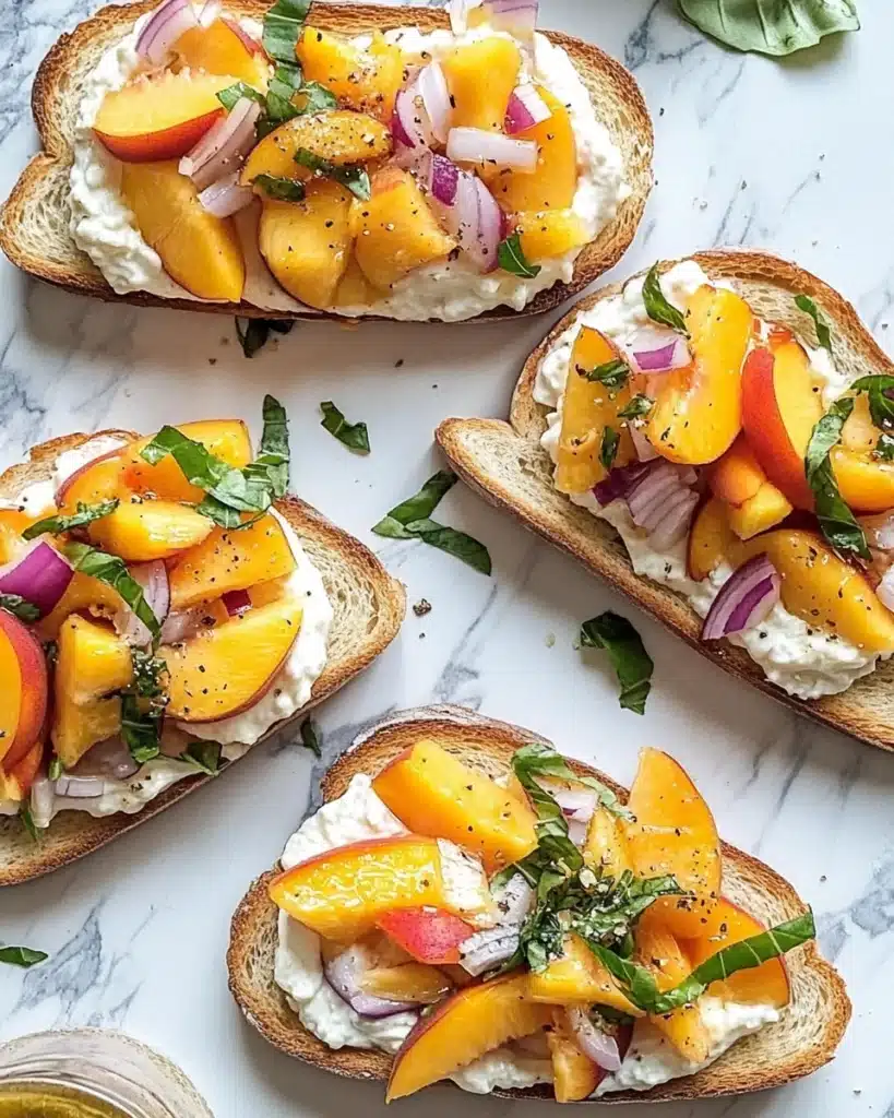 Peach Bruschetta with Goat Cheese and Honey Recipe