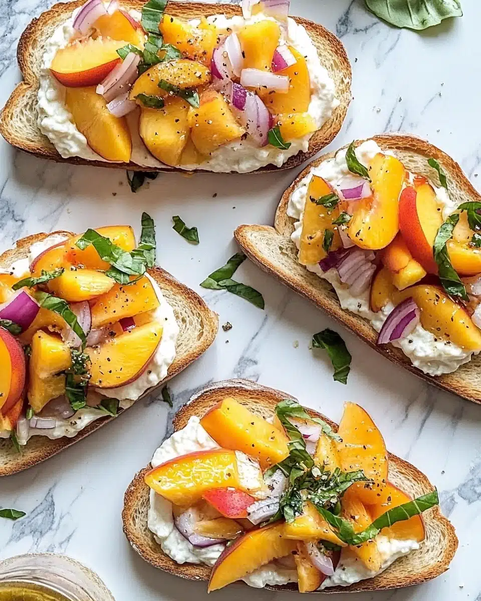 Peach Bruschetta with Goat Cheese and Honey Recipe