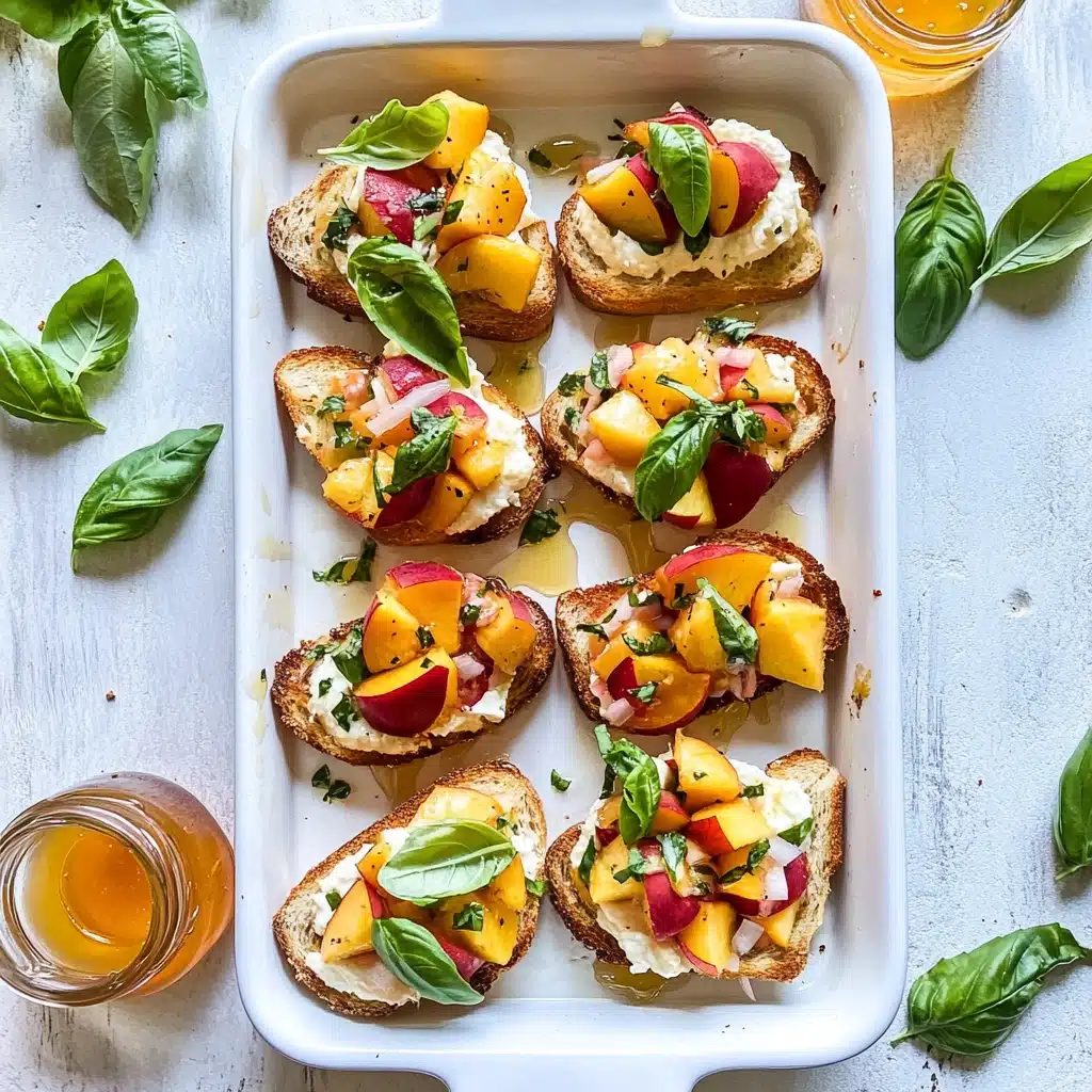 Peach Bruschetta with Goat Cheese and Honey Recipe - Recipe Image