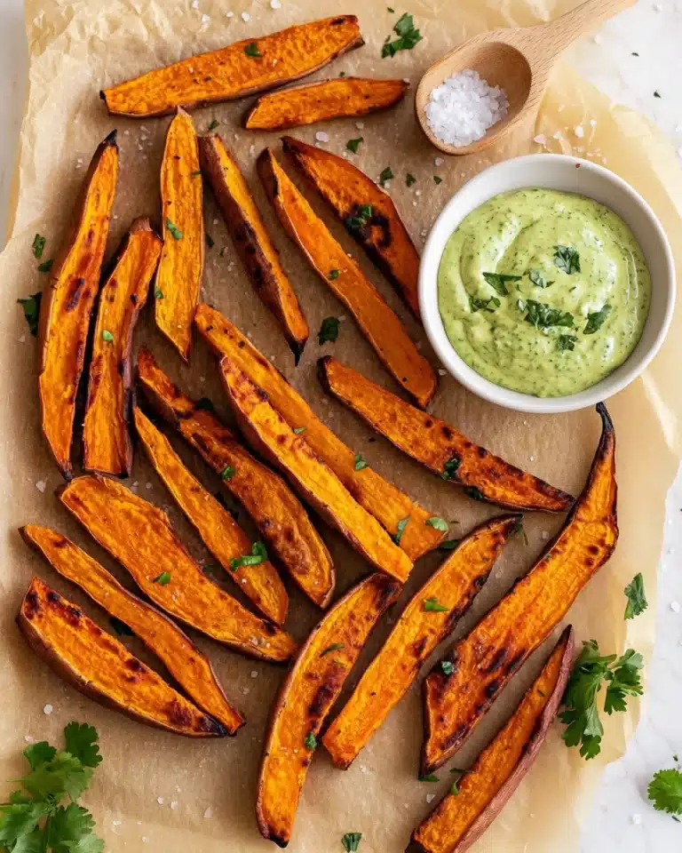 Crispy Sweet Potato Fries with Avocado Dip Recipe