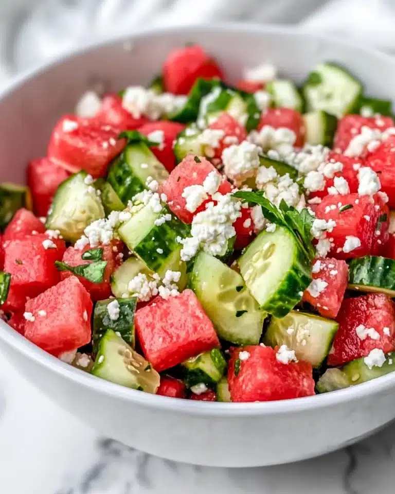 Watermelon Salad with Cucumber and Feta Recipe