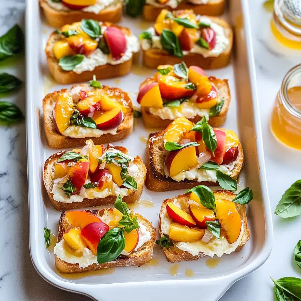 Peach Bruschetta with Goat Cheese and Honey Recipe - Recipe Image