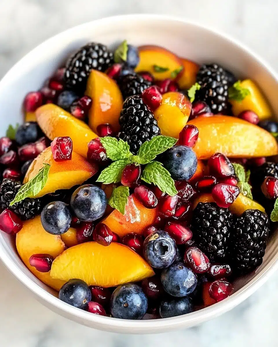 Honey Lime Basil Peach Fruit Salad Recipe