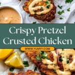Pretzel Crusted Chicken with Cheddar-Mustard Sauce Recipe