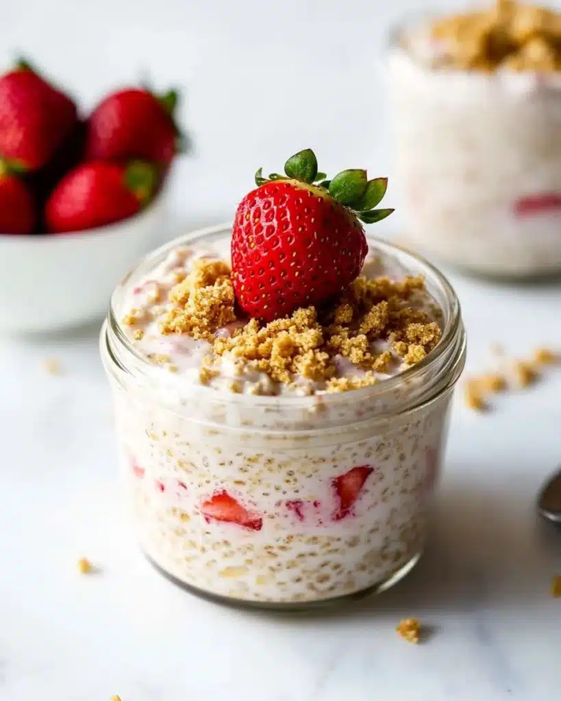 Nutritious Strawberry Cheesecake Overnight Oats Recipe