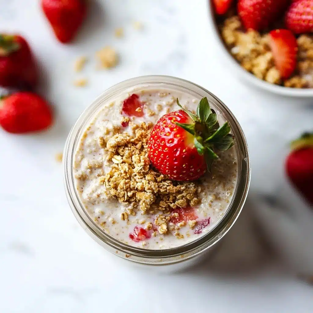 Nutritious Strawberry Cheesecake Overnight Oats Recipe - Recipe Image