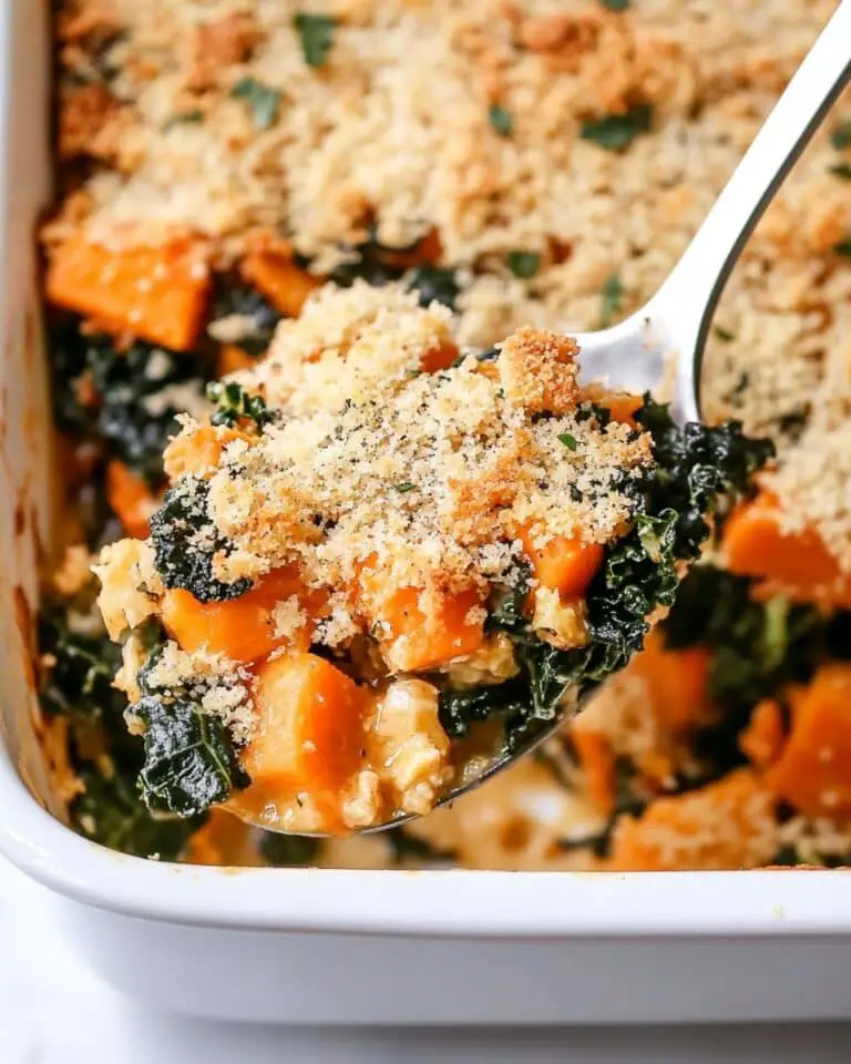 Butternut Squash and Kale Casserole with Parmesan Breadcrumb Topping Recipe