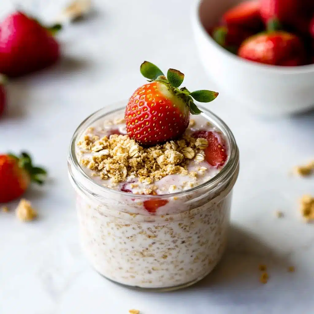 Nutritious Strawberry Cheesecake Overnight Oats Recipe - Recipe Image