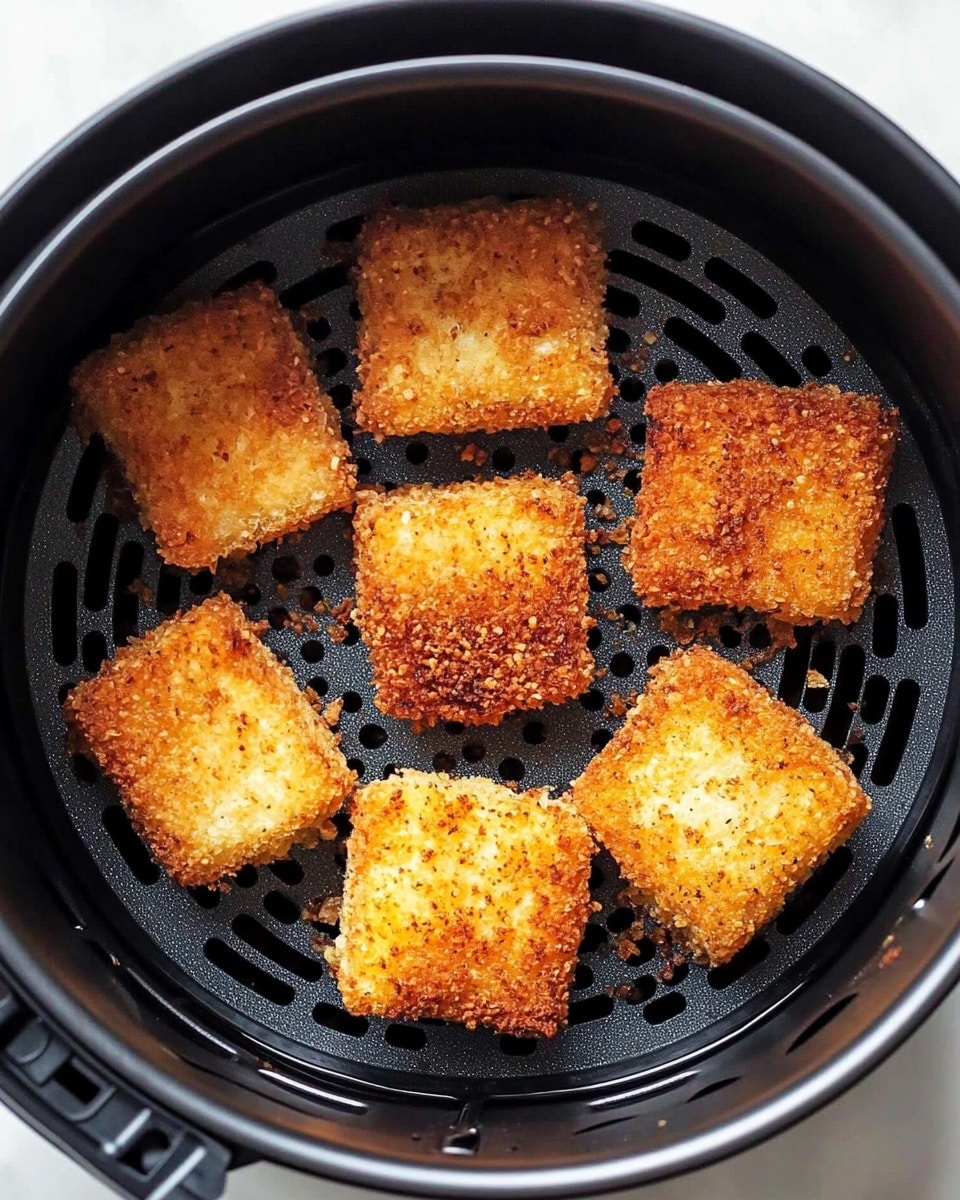 Three golden brown fried rolls are stacked neatly on a white plate. Each roll has a crispy, textured outer layer with a warm, crunchy look. A thick, creamy white sauce is drizzled over the top, slightly melting and spreading down the sides. Small green herb pieces are sprinkled over the sauce for a touch of color. The plate sits on a white marbled surface with blurred green herbs and a red cloth in the background. photo taken with an iphone --ar 4:5 --v 6.1
