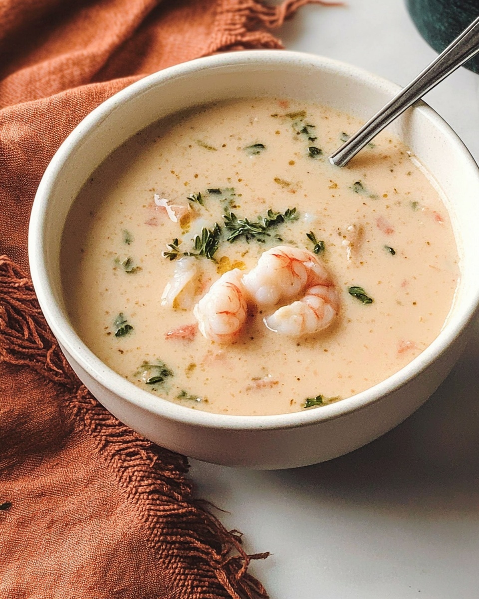 A creamy light beige soup with small green herb bits and tiny pieces of ingredients visible floats in a white bowl placed in the front right. The soup s surface shows a small mound of fresh green herbs in the center. Behind it, a black pot filled with the same soup has a silver spoon resting inside, angled out toward the left. The setting is on a wooden table covered by a red cloth under the bowl, with a small side dish holding chopped green herbs to the left. The background is a clean white marbled texture. photo taken with an iphone --ar 4:5 --v 6.1