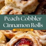 Peach Cobbler Cinnamon Rolls with Crumb Topping Recipe