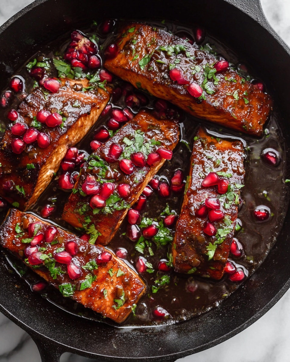 The white plate sits on a white marbled surface, holding a dish with three main parts. The bottom layer is three dark brown, grilled pieces of food, covered with bright red pomegranate seeds scattered on top. On the left side and upper half of the plate, there is a mix of roasted green broccoli and Brussels sprouts with some small light brown pine nuts sprinkled over. Around the sides of the plate are larger, open pomegranate seeds showing clusters of shiny red seeds with white pith inside. A gold spoon lies on the left edge of the plate, holding a single Brussels sprout, and a gold fork rests on the right side near the pomegranate pieces. Photo taken with an iphone --ar 4:5 --v 7
