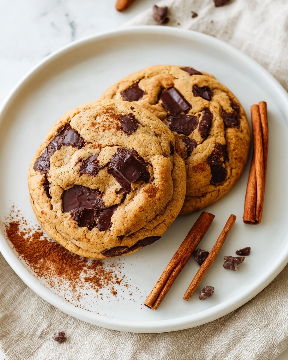 A single thick chocolate chip cookie sits on a white paper-lined metal baking tray with ridged edges, showing a golden-brown surface with slightly darker raised spots and large, shiny dark chocolate chunks embedded throughout. The cookie looks soft and slightly puffy, with the chocolate pieces visibly melted and glossy. In the background, there is a blurred gold napkin or cloth resting atop a white marbled surface. Photo taken with an iphone --ar 4:5 --v 7