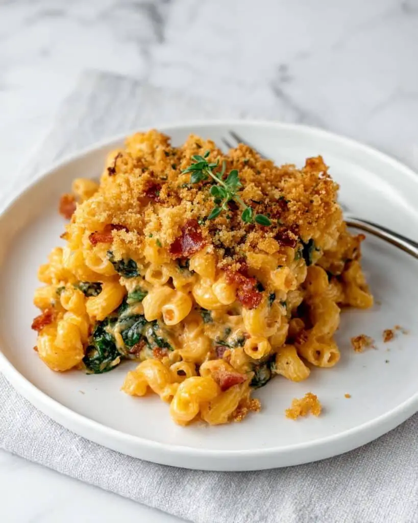 Spinach Bacon Pumpkin Mac and Cheese Recipe