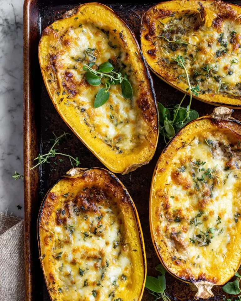 4 Cheese Roasted Garlic Alfredo Stuffed Spaghetti Squash Recipe