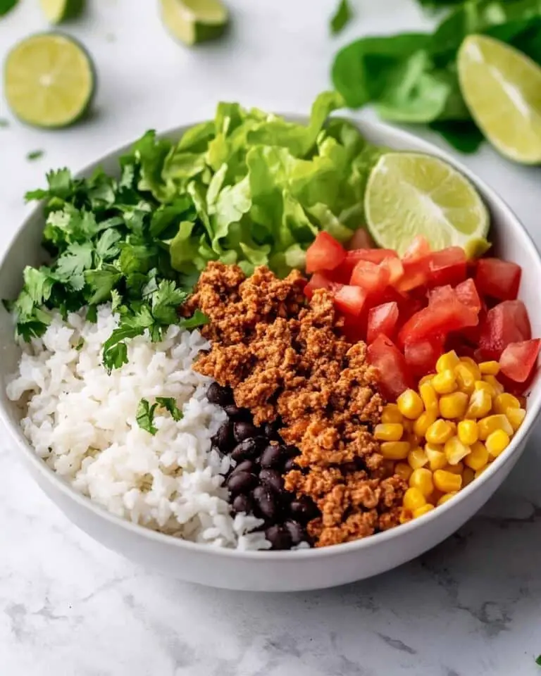 Ground Chicken Burrito Bowls with Corn and Black Bean Salsa and Chili Lime Crema Recipe