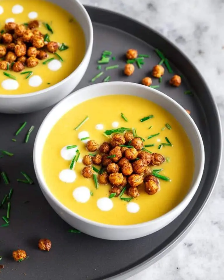 Smoked Gruyère Butternut Soup with Spicy Chickpeas Recipe