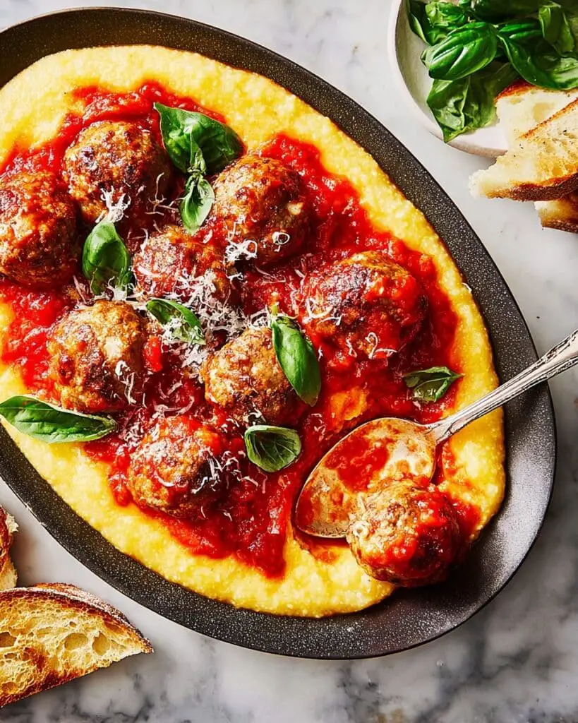 Creamy Polenta & Meatballs Recipe