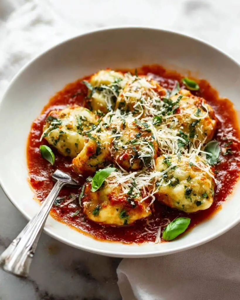 Italian Spinach Ricotta Dumplings with Tomato Basil Sauce Recipe