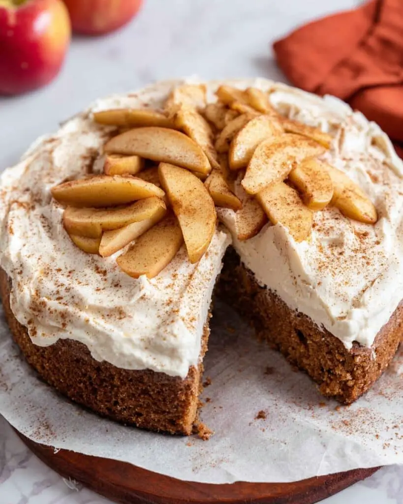 Apple Spice Cake with Caramelized Apples and Whipped Cream Recipe