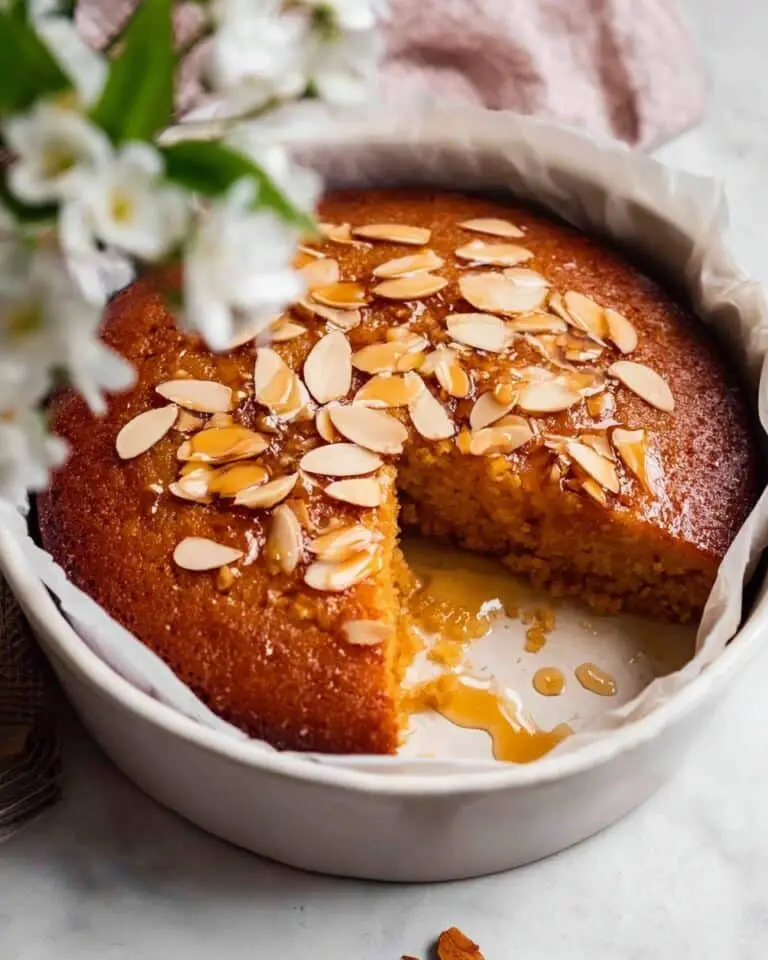 Honey Cake with Almonds and Honey Syrup Recipe