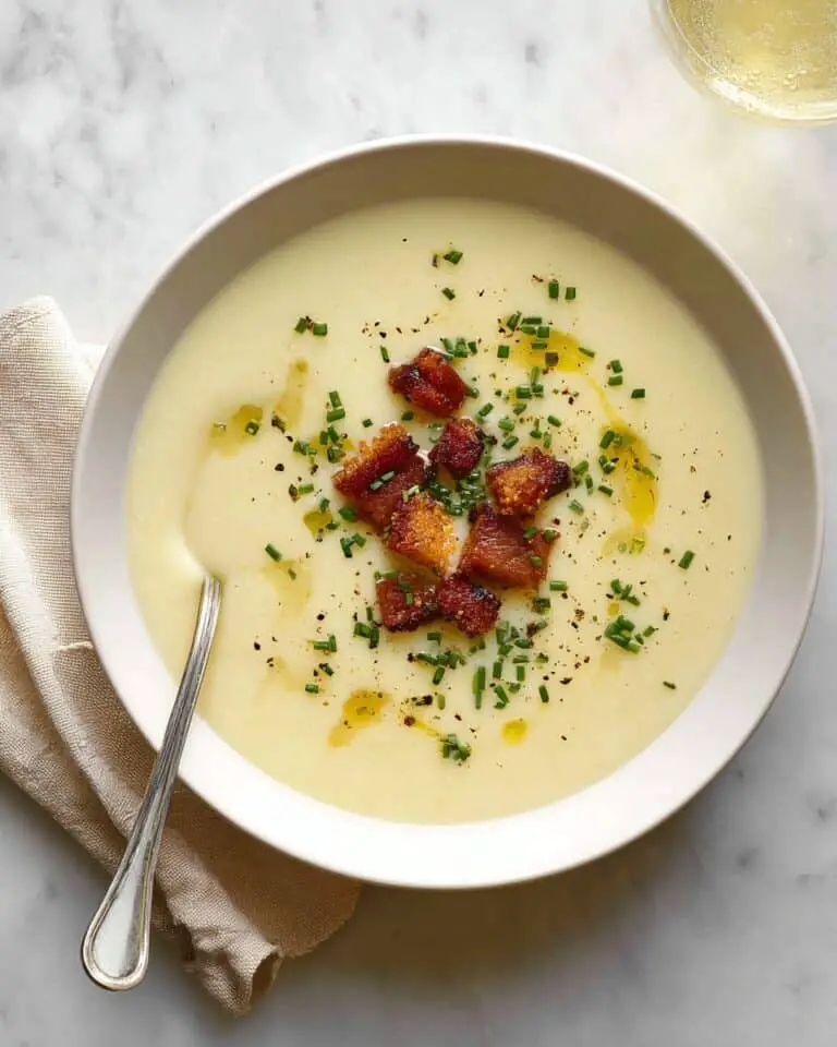 Creamy Cauliflower and Leek Soup with Bacon and Chive Recipe