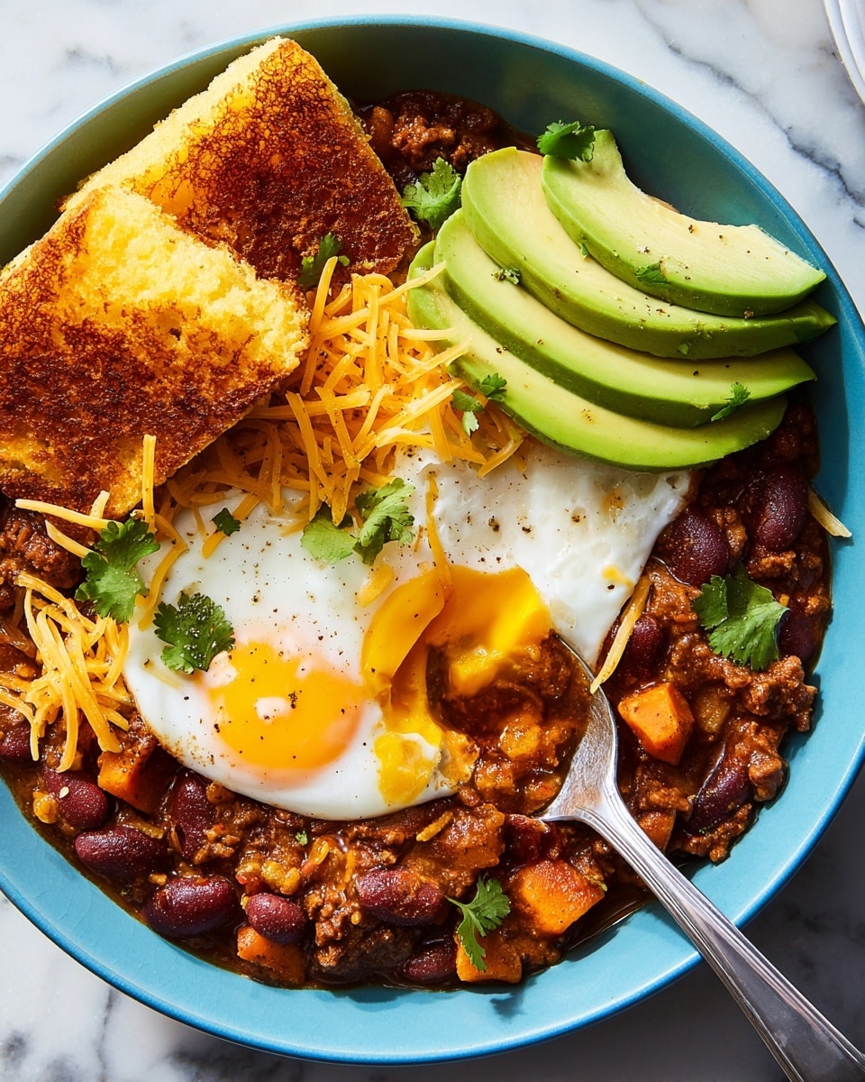 A close-up view of a thick chili mixture in a silver pan resting on a white marbled surface, filled with soft orange chunks of sweet potato, browned ground meat mixed with small pieces of green peppers, and scattered black beans, all coated in a rich brown sauce with a slightly chunky texture; a light-colored wooden spoon sits inside the chili, partially covered by the food, showing a mix of the ingredients on its flat surface photo taken with an iphone --ar 4:5 --v 7