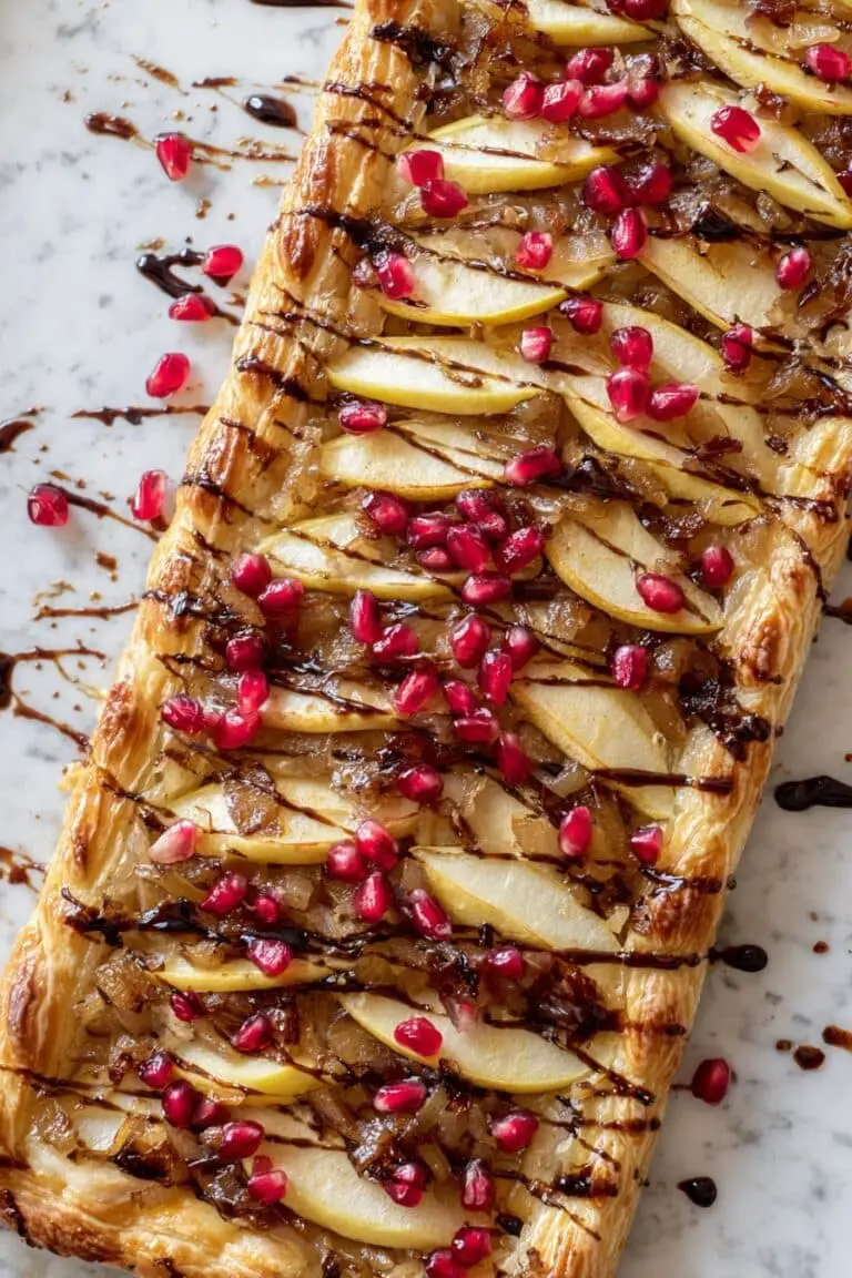 Apple Brie & Caramelized Onion Tart with Pomegranate Recipe
