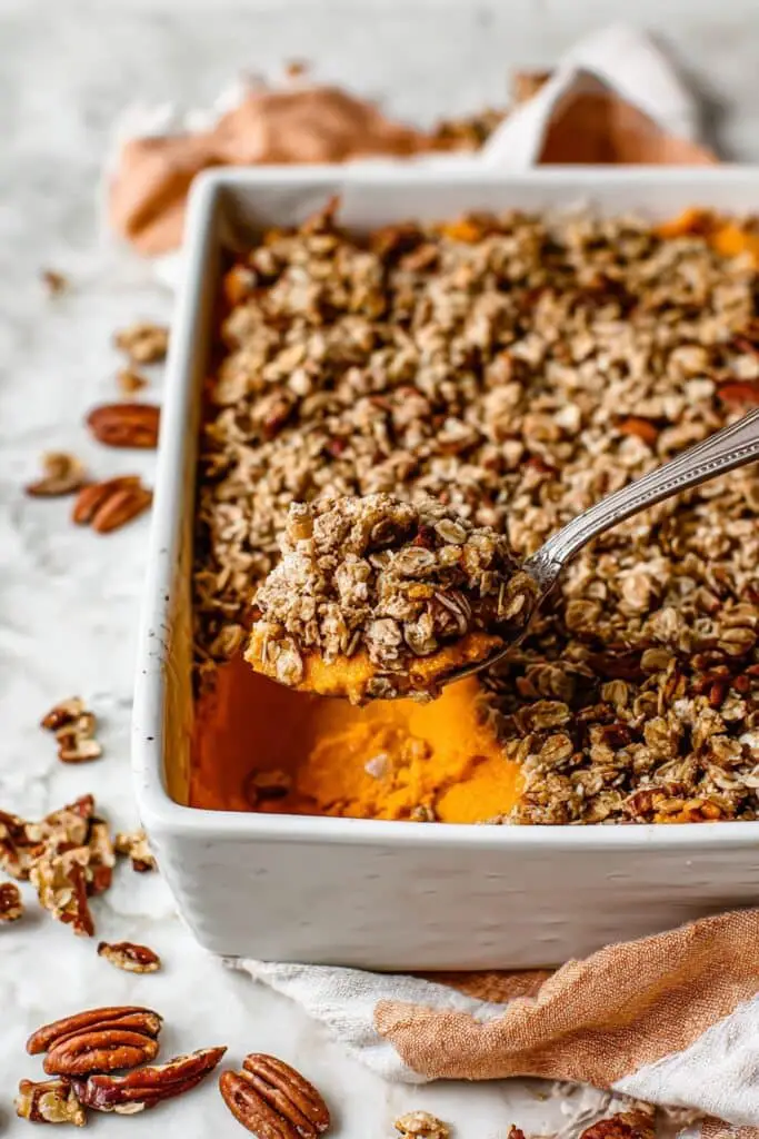 Sweet Potato Casserole with Pecans and Toasted Oat Topping Recipe