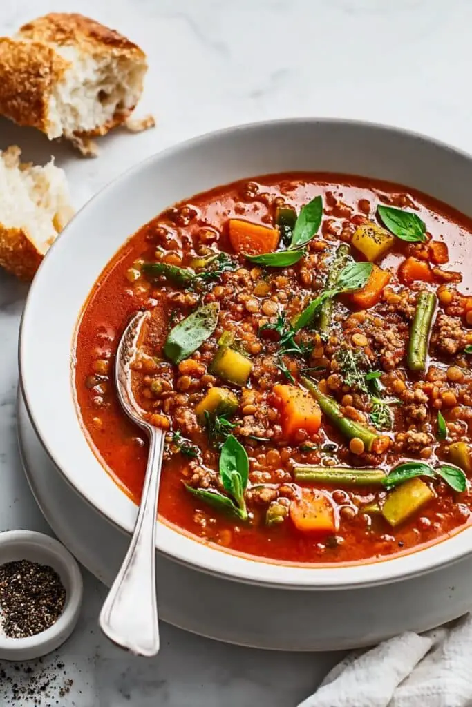 Hearty Beef and Lentil Soup with Vegetables Recipe