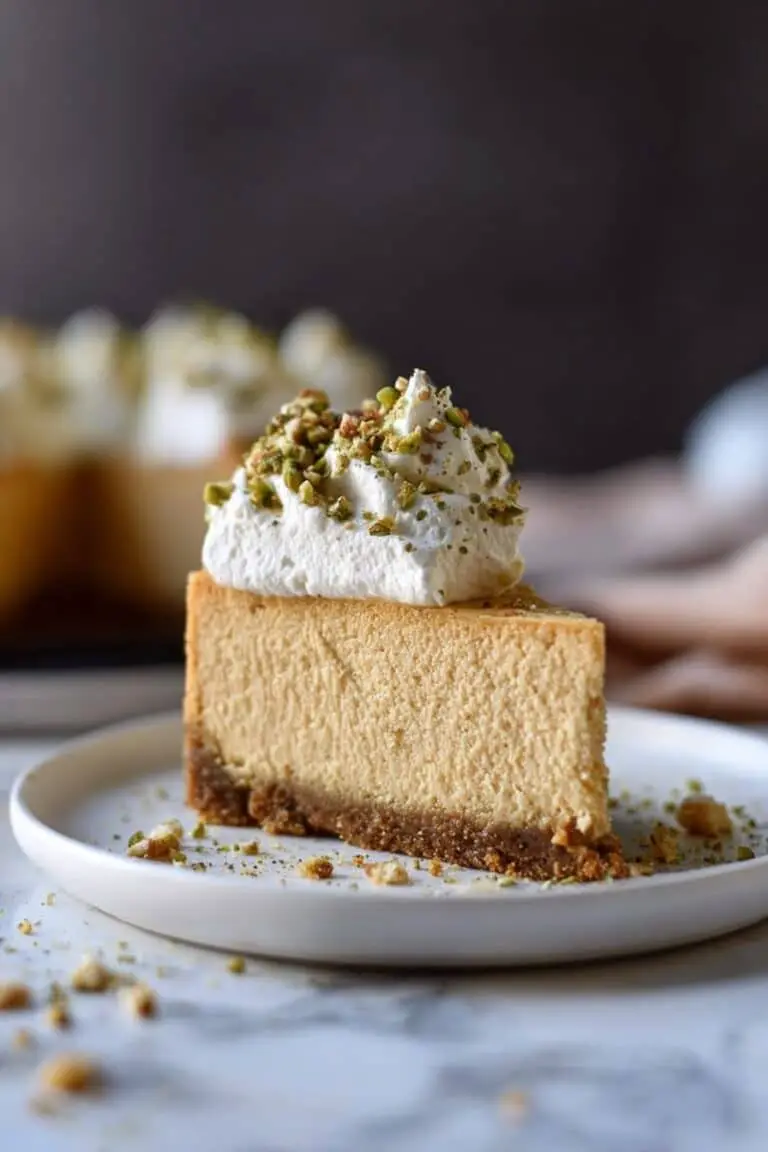 Brown Sugar Pumpkin Cheesecake with Pistachio Macaroon Crust and Coconut Pistachio Crumble Recipe