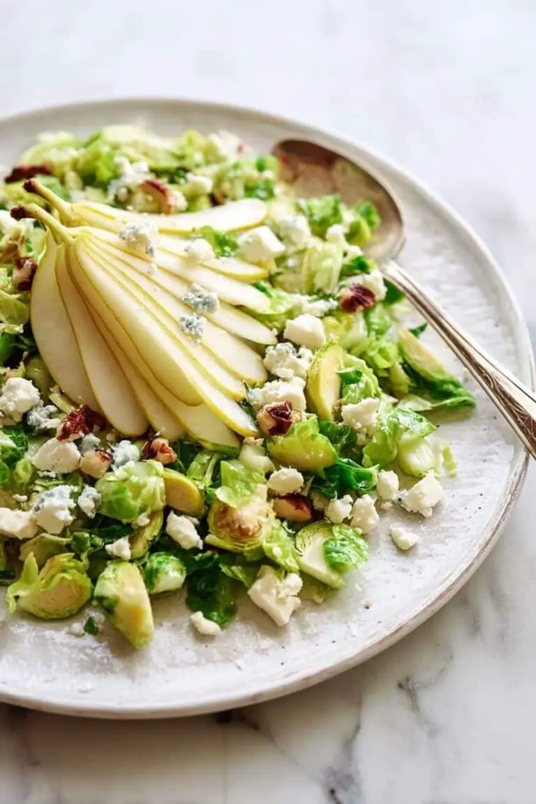 Maple Bacon Brussels, Pear and Blue Cheese Salad Recipe